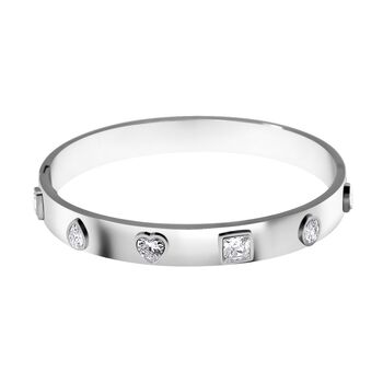 Designer Inspiriert Zirkonia Edelstahl Armreif ca. 20 cm, Silbertone