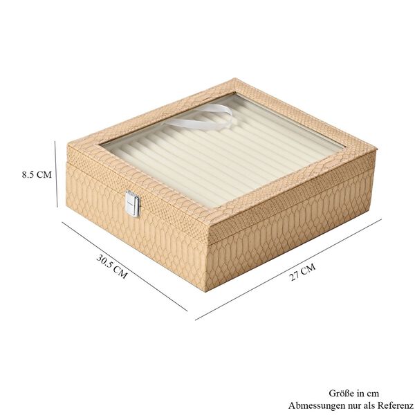 2-lagige Schlangenhaut-Design Ringkaste f&uuml;r 300 Ringe 30.5x27x8.5cm, Beige image number 7