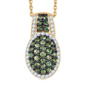 Tsavorite Granat Schmuckset 925 Silber 750 Gelbgold Vermeil (Lieferung in 10-12 Tagen) ca. 1.81 ct