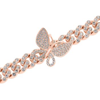 DESIGNER INSPIRIERT Schmetterling Wei&szlig;er Kristall Halskette ca. 45 cm, Rosenfarben