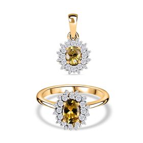 AA Natürliches goldenes Tansanit und Zirkon Schmuckset - 1,67 ct.