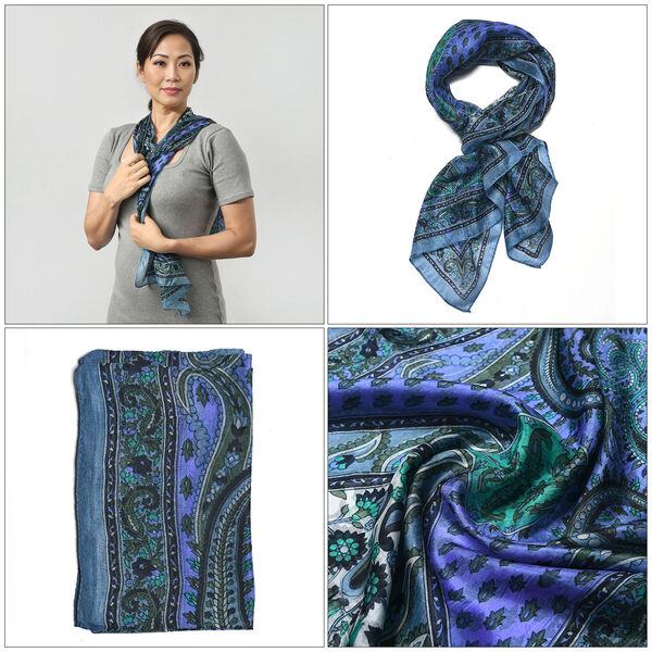 Geschmeidiger Luxuri&ouml;ser 100% Seidenschal, Gr&ouml;&szlig;e: 49 x 160 cm, t&uuml;rkis image number 5