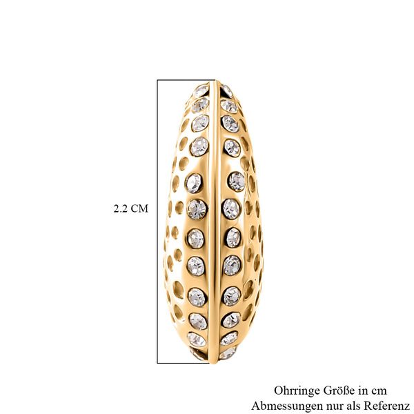 Weißer Kristall Ohrringe Reiner Edelstahl IP-Gelbbeschichtung image number 5