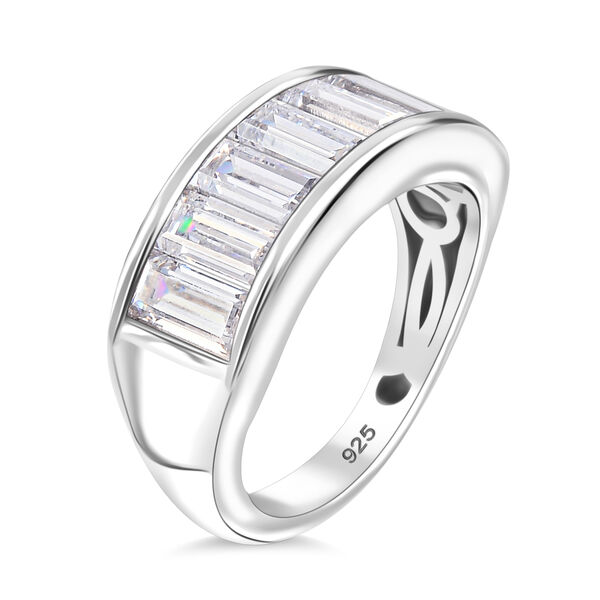 LUSTRO STELLA Hergestellt mit ZIRKONIA Half Eternity Ring 925 Silber Platin-&Uuml;berzug image number 5