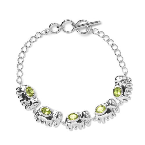 Natürlicher Peridot Elefanten-Armband, ca. 18.5 cm, Messing Ionenbeschichtetes Platin ca. 2,72 ct image number 0