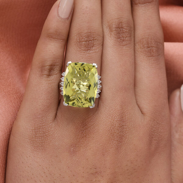 Ouro Verde-Quarz und Zirkon Ring 925 Silber platiniert  ca. 20,54 ct image number 3