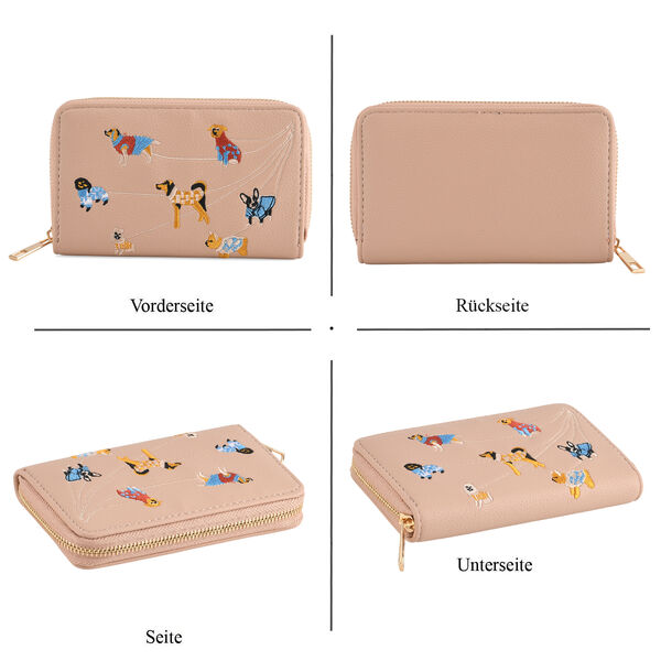 PU-Geldb&ouml;rse mit RFID-Schutz, Hundemuster, 15,5x2,5x10cm, Rosa image number 4
