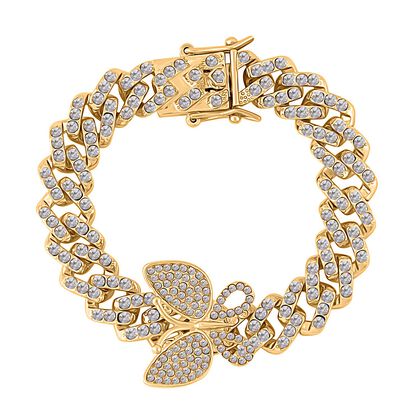 DESIGNER INSPIRIERT Wei&szlig;er Kristall Armband ca. 19 cm, goldfarben