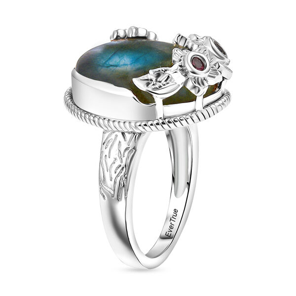 EVER TRUE AAA Labradorit, Mehrfarbig-Turmalin Ring Nickelfreies Messing (Gr&ouml;&szlig;e 18.00) ca. 9,22 ct image number 5