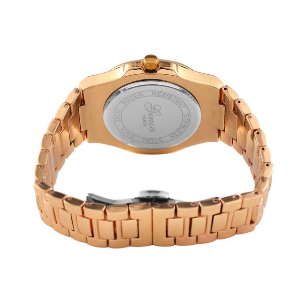 Genoa Time V2 -  Japanisches PC32 Uhrwerk, Datumsanzeige, PNP-Gold-Geh&auml;use, schwarzes Zifferblatt mit Hydraulik-Design, Edelstahlarmband image number 6