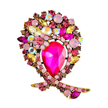 Mehrfarbiger Kristall Brosche  Antikes Gold