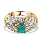 GP Italienische Garten Kollektion - AAA Smaragd, Kanchanaburi Blauer Saphir Ring 925 Silber 750 Gelbgold Vermeil (Größe 18.00) ca. 1.91 ct
