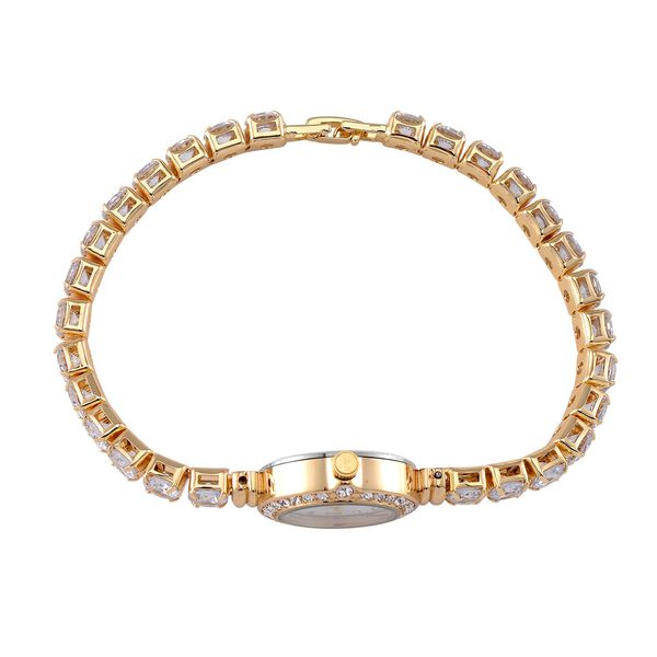 Genoa Time V2 - PC21S Japanisches Uhrwerk, Gehäuse mit weißen Kristallakzenten und PNP-Goldplattierung, rundes Zifferblatt mit weißen Ziffern und Kristallen, weißen Zirkonia und Kristallen image number 4