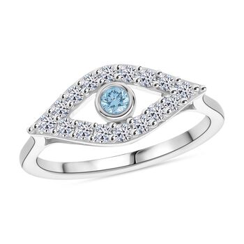 LUXURIANT SI Labor blauer Diamant und SI-GH wei&szlig;er Labor Diamant Ring - 0,51 ct.