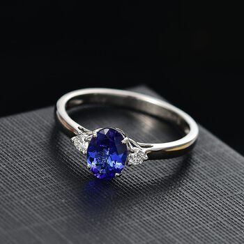 Rhapsody AAAA Tansanit, Wei&szlig;er Diamant Ring 950 Platin (Gr&ouml;&szlig;e 18.00) ca. 1,52 ct