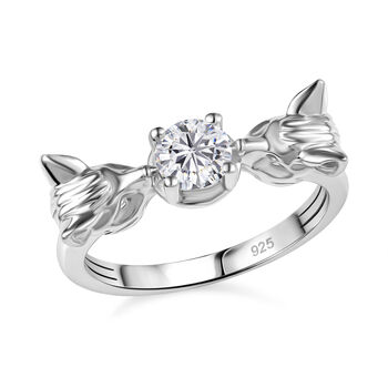 Moissanit Fuchs Ring 925 Silber rhodiniert (Gr&ouml;&szlig;e 18.00) ca. 0.44 ct