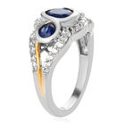 Masoala Saphir und Zirkon-Trilogie-Ring, 925 Silber zweifarbige Beschichtung, 2,70 ct. image number 4