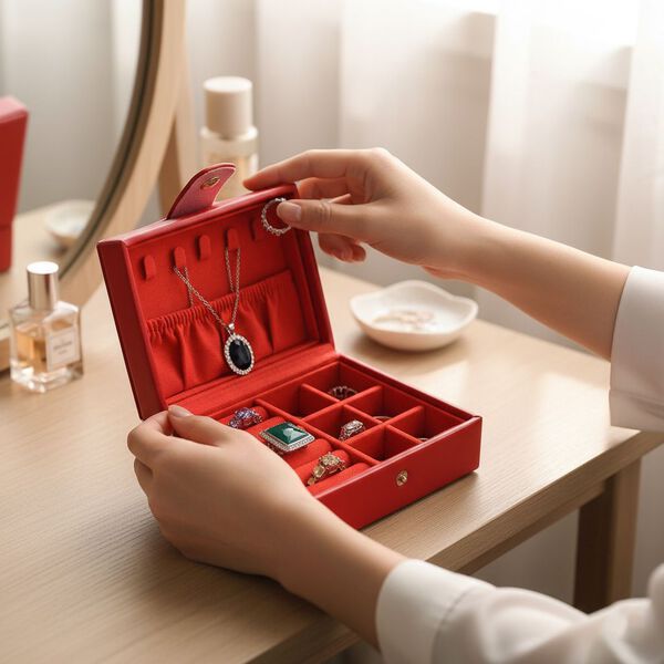 PU-Schmuckkästchen, 12x9,5x6,5cm, Rot image number 2