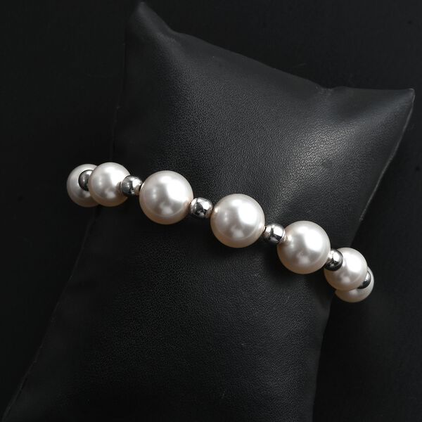 Kristall aus weißer Perle Armband ca. 26.75 cm Edelstahl image number 2