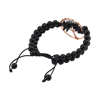 Schwarzes Obsidian Armband, ca. 15.25 cm, Nickelfreies Messing  ca. 69.00 ct