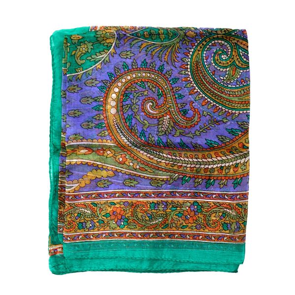 100% satin-Seidenschal, bedruckt mit Kartenmuster, 50x160cm, Grün image number 5