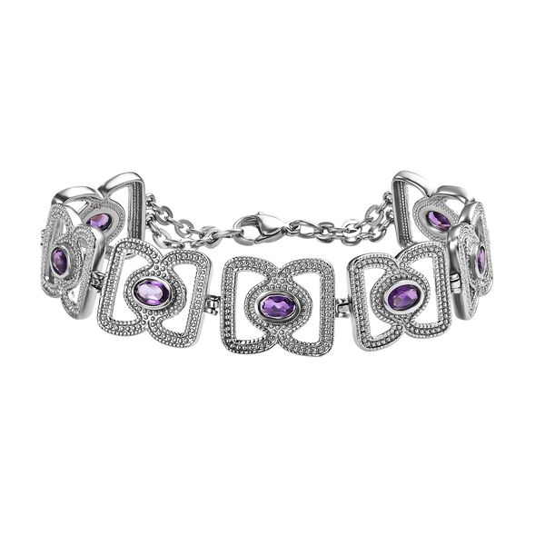 Afrikanischer Amethyst Armband ca. 19 cm Edelstahl ca. 3.41 ct