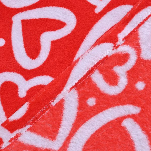 Flauschiger Flanell Hoodie mit großer Tasche, rotes Herzmuster image number 7