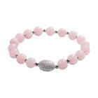 Rosenquarz und weißes Zirkonia Armband, ca. 16.5 cm, Kupfer ca. 62,50 ct