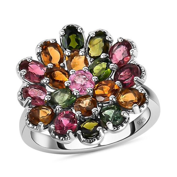 Mehrfach-Turmalin Ring, 925 Silber platiniert  ca. 3,17 ct image number 4