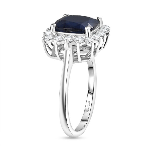 D'Joy AA Diffundierter blauer Saphir, Moissanit Ring 925 Silber rhodiniert (Größe 18.00) ca. 4,53 ct image number 4