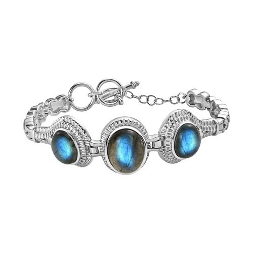 Labradorit Armband ca. 18 cm Edelstahl ca. 21,46 ct. image number 0