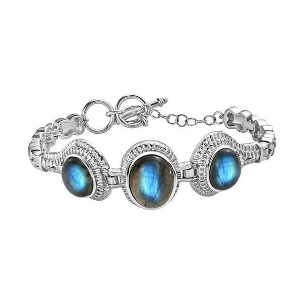 Labradorit Armband ca. 18 cm Edelstahl ca. 21,46 ct. image number 0