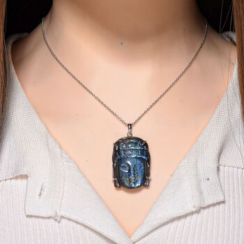 Labradorit Anh&auml;nger mit Kette ca. 50cm, 925 Silber rhodiniert ca. 59.00 ct