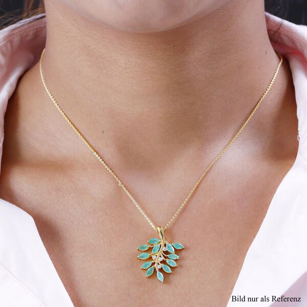 Kagem sambischer Smaragd und Zirkon-Anh&auml;nger mit Kette image number 2