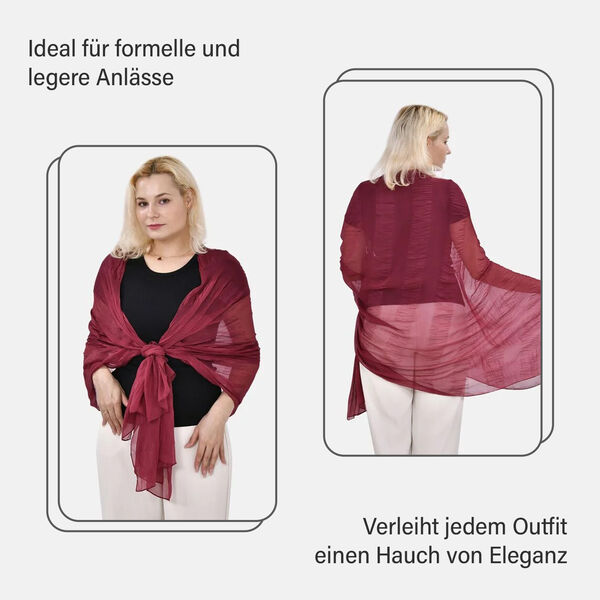 LA MAREY &ndash; 100% Maulbeeren-Seidenschal, Chiffon, 110x200cm, rot image number 5