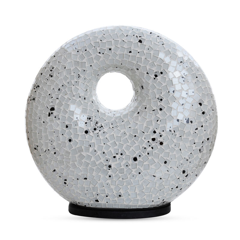 Mosaikglaslampe, Donut-Form, Weiß mit schwarzen Punkten image number 0