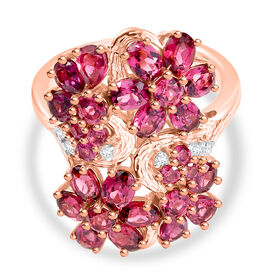 D'Joy Aura der Kaiserin Natürlicher Rhodolith Granat Ring 925 Silber 750 Roségold Vermeil (Größe 17.00) ca. 5.17 ct