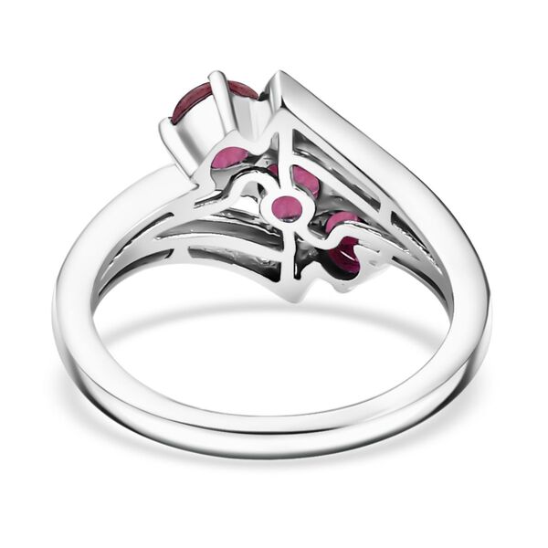 Afrikanischer Rubin (Fissure gefüllt), Weißer Zirkon Ring 925 Silber rhodiniert (Größe 17.00) ca. 1,91 ct image number 6