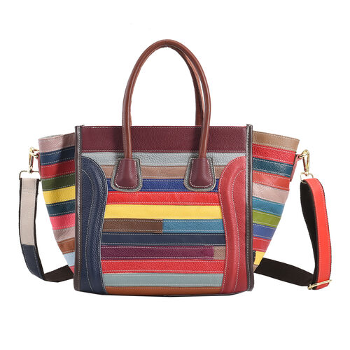 CHAOS BY ELSIE - Schultertasche aus 100% echtem Leder mit RFID Schutz und abnehmbarem Riemen, Größe 28x18x30 cm, Braun image number 0