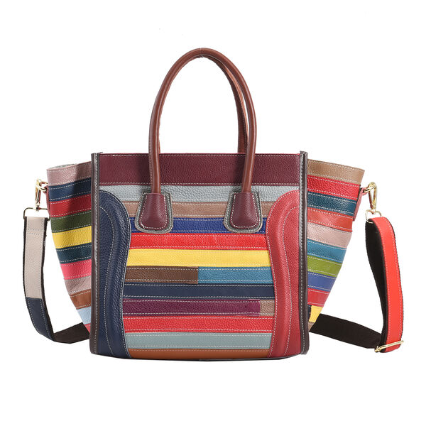 CHAOS BY ELSIE - Schultertasche aus 100% echtem Leder mit RFID Schutz und abnehmbarem Riemen, Größe 28x18x30 cm, Braun image number 0