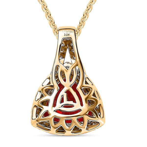 AAA Lab Grown Padparadscha Saphir, Lab Grown Diamant Schmuckset 417 Gold, 417 Gold Gelbes Gold ca. 3,87 ct. image number 4