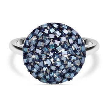Blauer Diamant Ring, 925 Silber platiniert (Gr&ouml;&szlig;e 16.00) ca. 0.50 ct