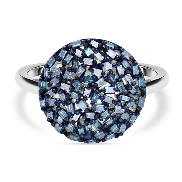 Blauer Diamant Ring, 925 Silber platiniert (Gr&ouml;&szlig;e 16.00) ca. 0.50 ct