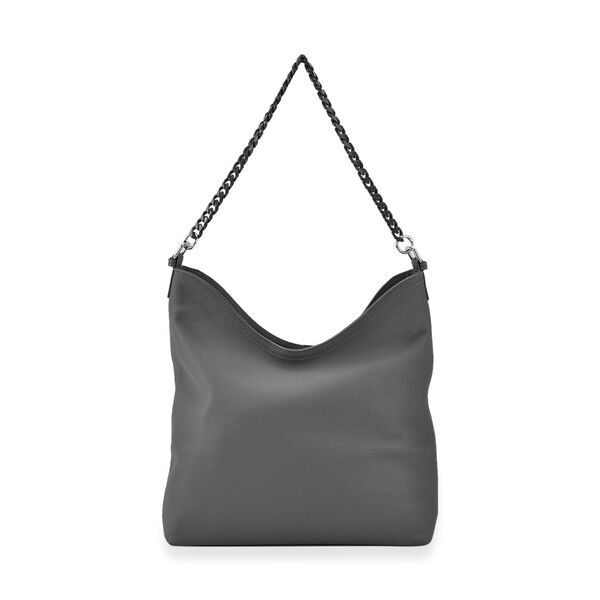 Hobo Umhängetasche aus Echtleder mit Ketten- und Lederriemen, ca. 31x11x32,5 cm, Schwarz