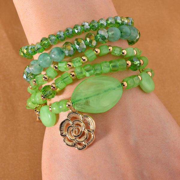 6er Set von J. Francis gefertigt aus Harz: 5 Armb&auml;nder und 1 Uhr, vergoldet image number 2