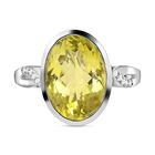 Ouro Verde-Quarz und weißer Zirkon-Ring, 925 Silber platiniert  ca. 5,77 ct image number 0