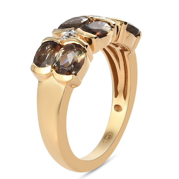 Nat&uuml;rlicher Jenipapo Andalusit und Zirkon Ring 925 Silber Gelbgold Vermeil  ca. 2,08 ct image number 6