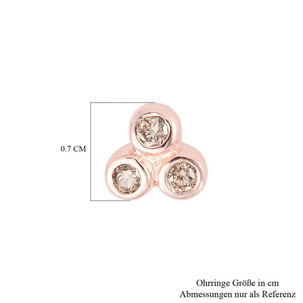 Champagner Diamant Trilogie-Ohrstecker in Silber image number 6