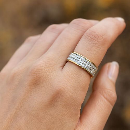 LUXURIANT DIAMOND - Lab Grown Diamant SI-GH SGL zertifiziert Ring, 925 Silber 750 Gelbgold Vermeil (Größe 17.00) ca. 1,00 ct image number 2