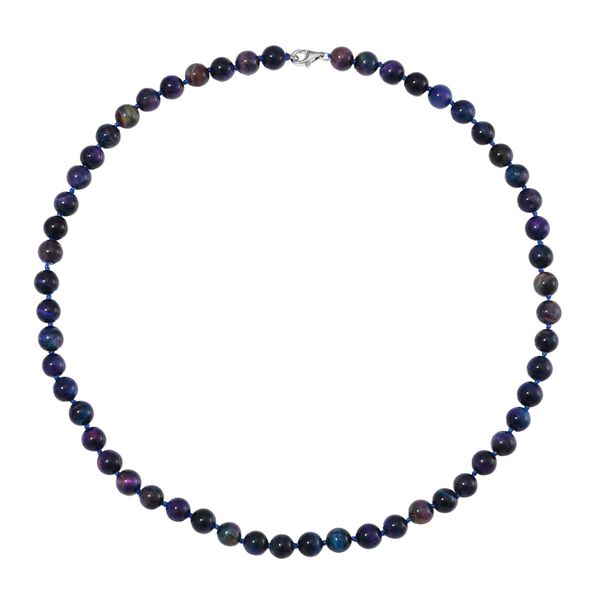 Mehrfarbige Tigerauge Halskette ca. 50 cm 925 Silber rhodiniert ca. 208.50 ct image number 3